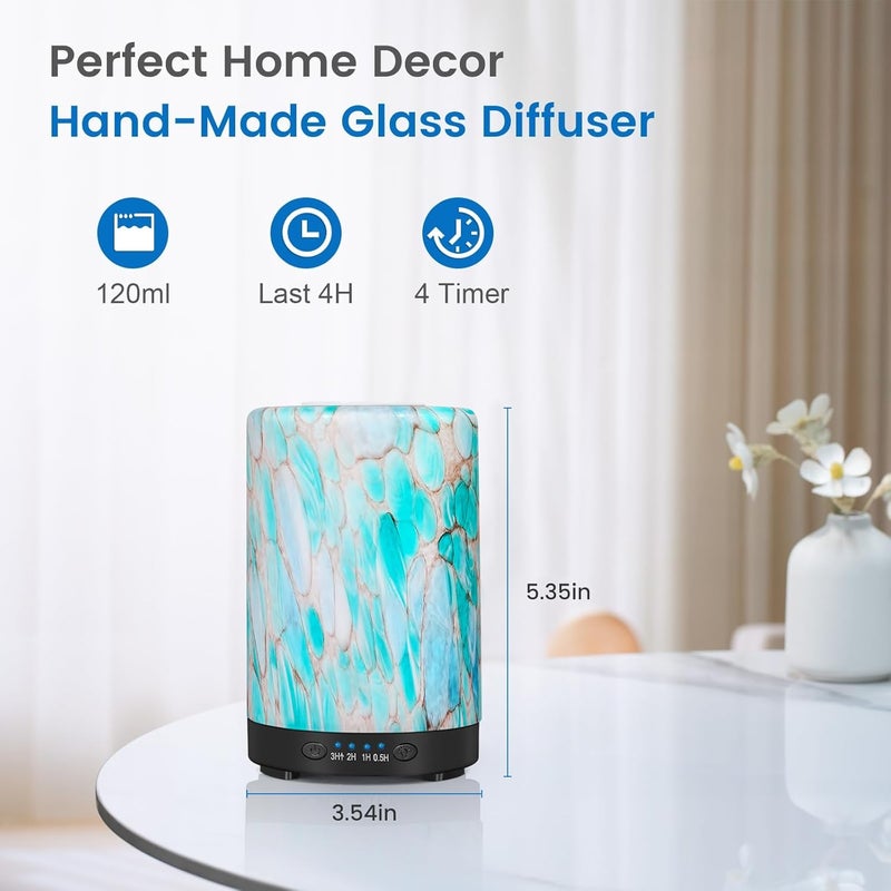 JOYOLO Essential Oil Diffuser, 120ML Glass Aromatherapy Diffuser with 7 Color Lights, Auto Shut-Off and 4 Timer Settings, Ultrasonic Cool Mist Diffuser for Home Room Office (Blue Mountain) - Image 2